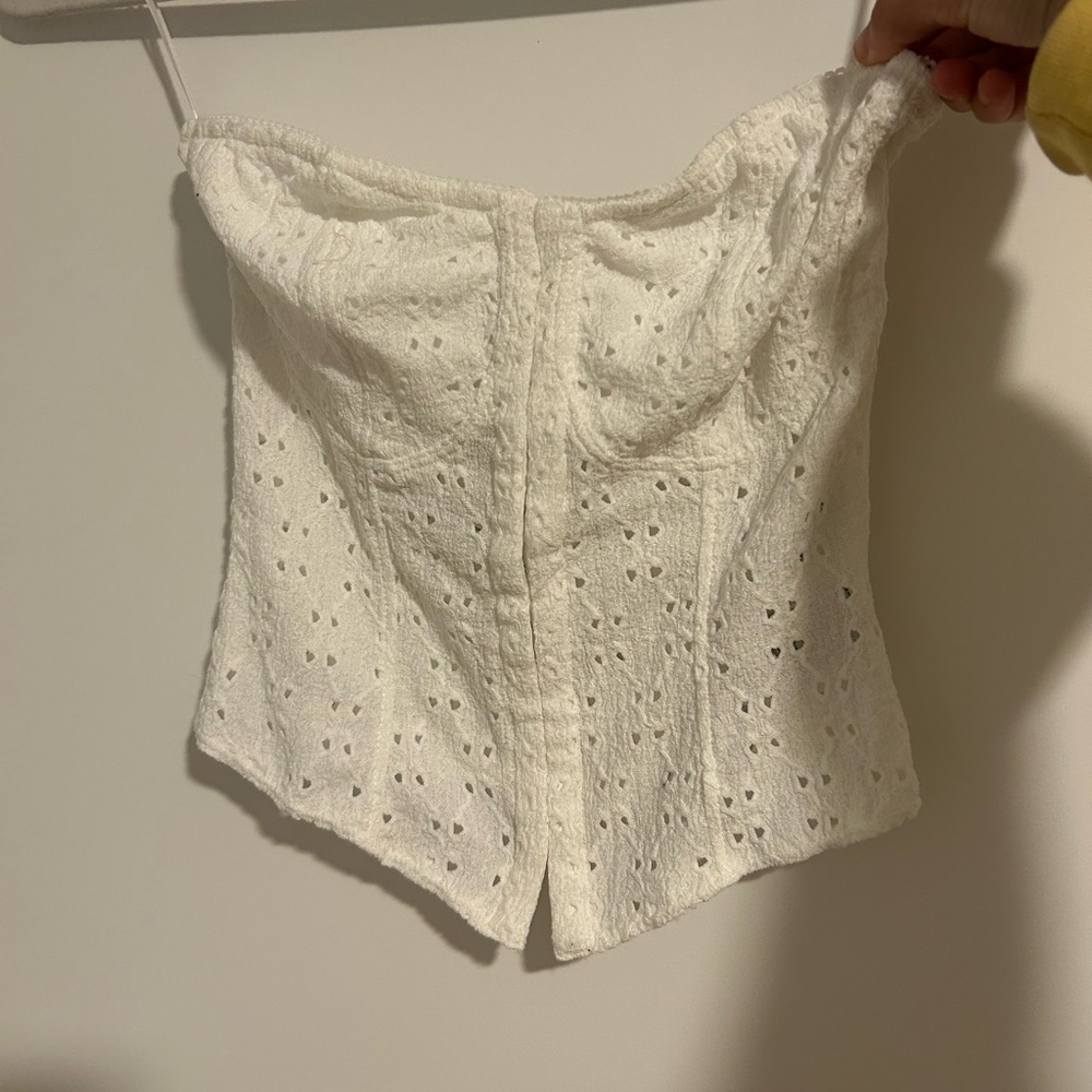White Eyelet Strapless Top